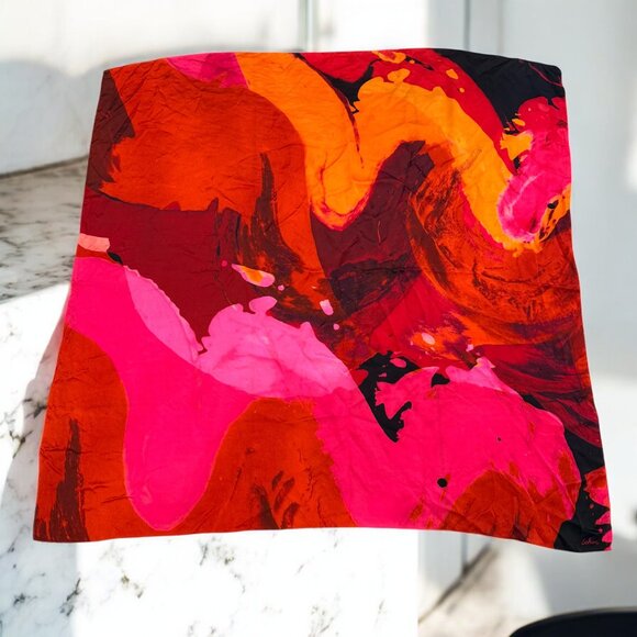 Echo Abstract Silk Square Scarf 38 X 38 - Picture 3 of 10